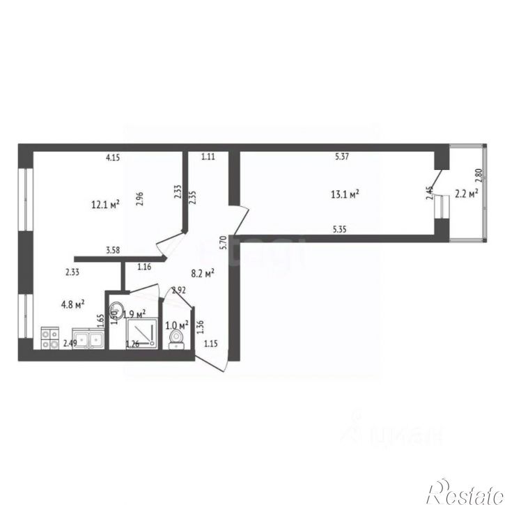2-комн квартира проспект Октября, 13,  д. 13