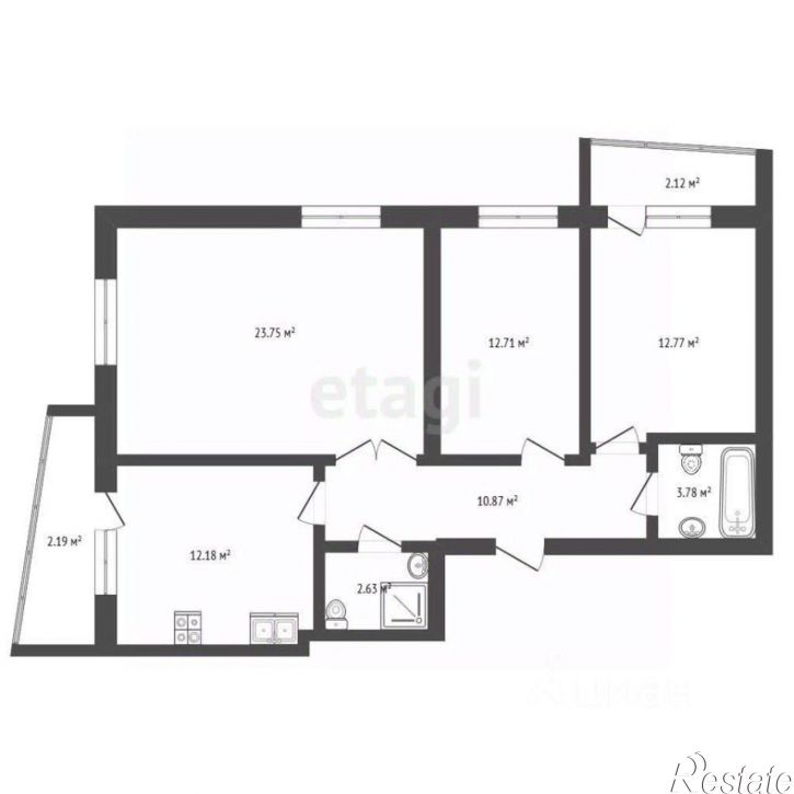 3-комн квартира проспект Октября, 99,  д. 99