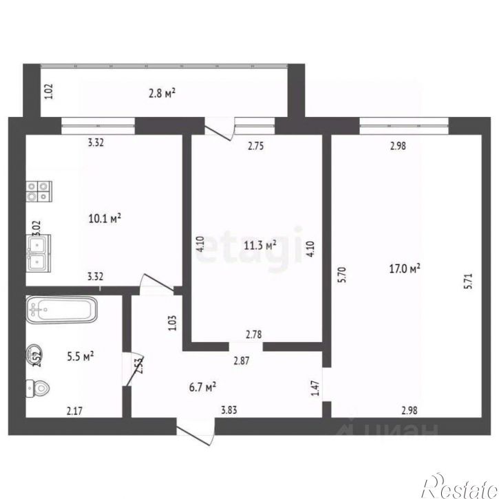 2-комн квартира улица 23 Мая, 24А,  д. 24А