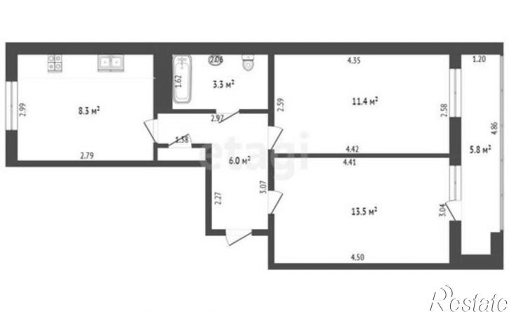 2-комн квартира ул Патриотическая, 106,  д. 106