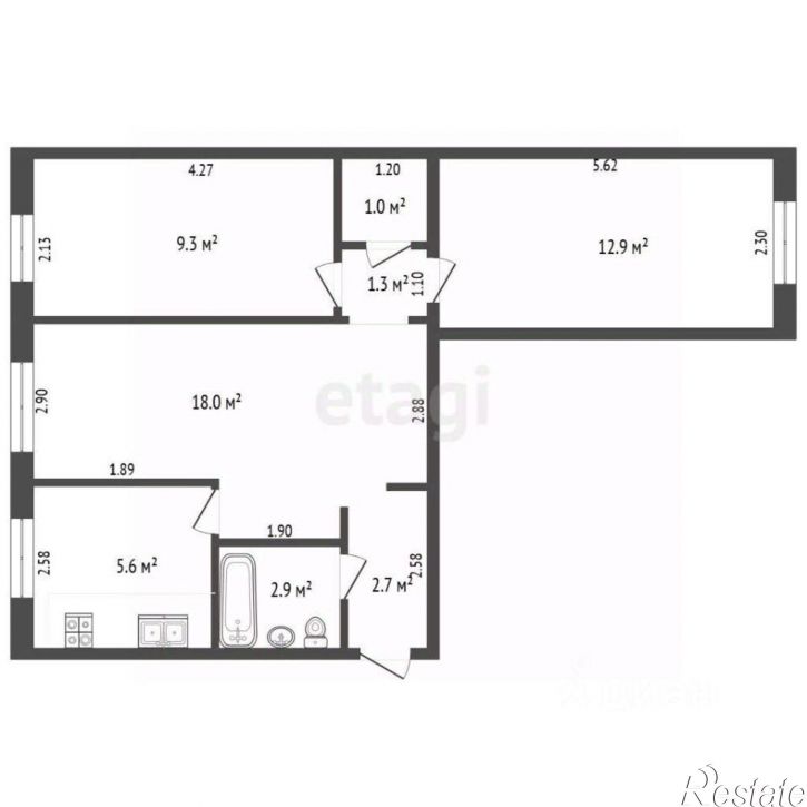 3-комн квартира улица Голикова, 24,  д. 24