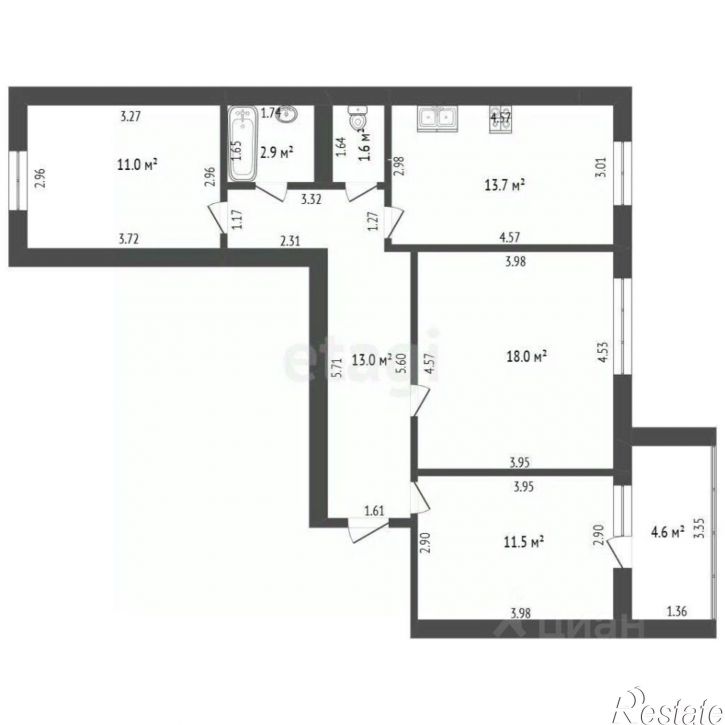 3-комн квартира улица Худайбердина, 218А,  д. 218А
