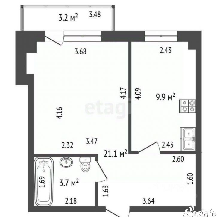 1-комн квартира ул Вокзальная, 18а,  д. 18а