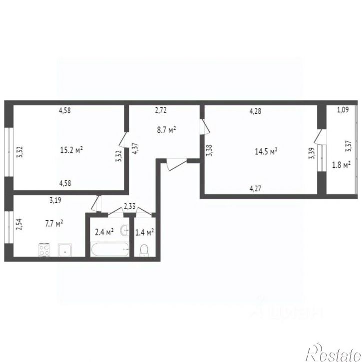 2-комн квартира ул Курчатова, 2,  д. 2