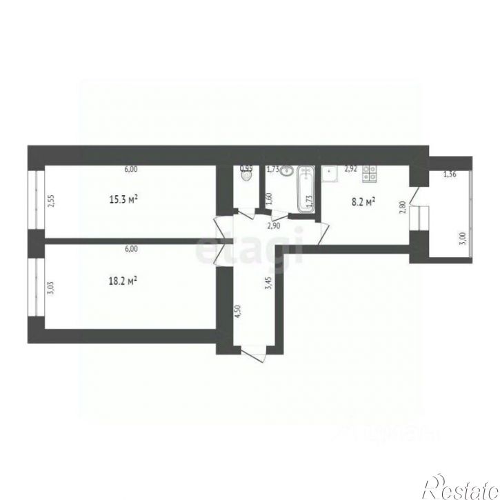 2-комн квартира Набережная улица, 3/2,  д. 3/2