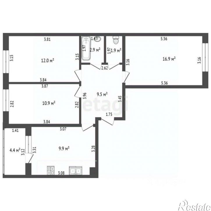 3-комн квартира