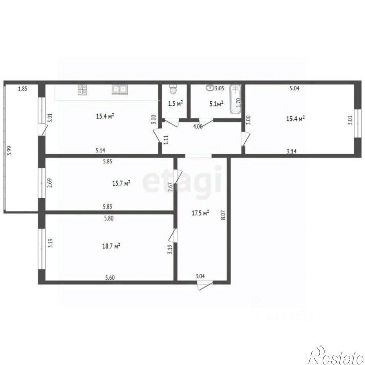 3-комн квартира ул Богдана Хмельницкого, 38,  д. 38