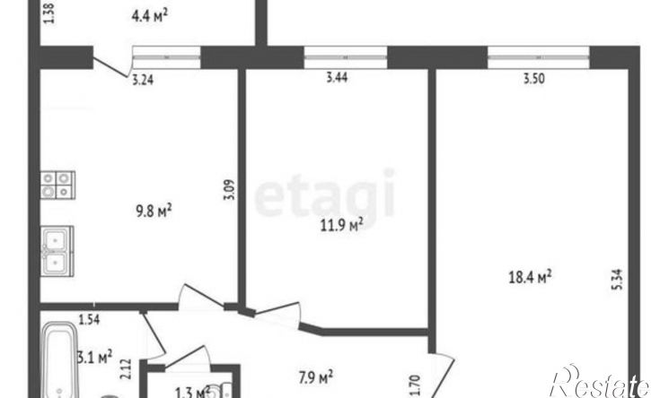 2-комн квартира улица Артёма, 116Б,  д. 116Б