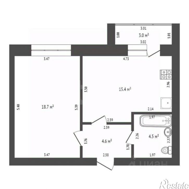 1-комн квартира пр-кт Октября, 97,  д. 97