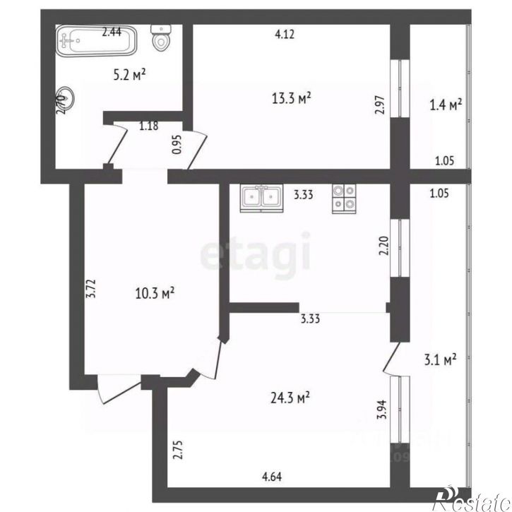 2-комн квартира ул Богдана Хмельницкого, 44,  д. 44