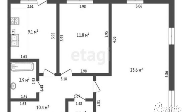2-комн квартира ул Набережная, 3 4,  д. 3 4,  к. 4