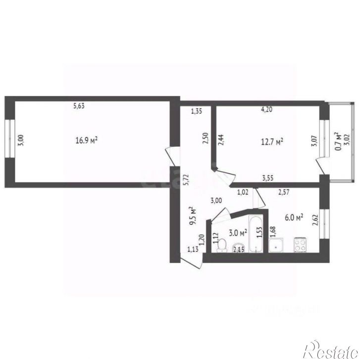 2-комн квартира ул Курчатова, 28,  д. 28