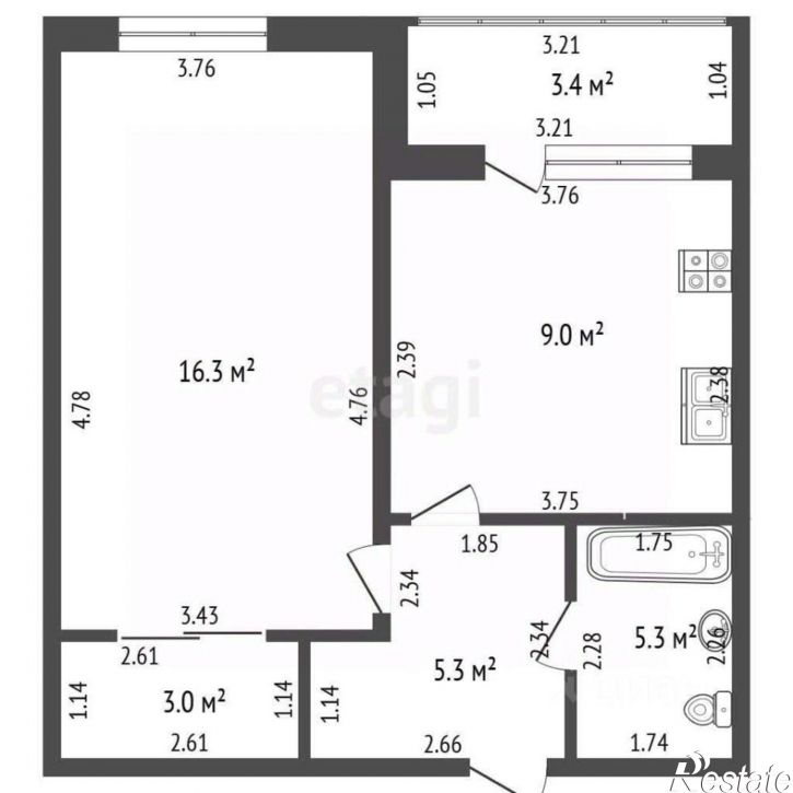 1-комн квартира пр-кт Октября, 50,  д. 50