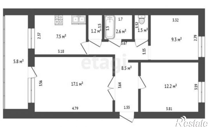3-комн квартира ул Механизации, 13,  д. 13