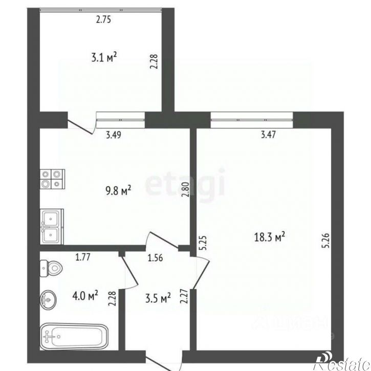 1-комн квартира ул Строителей, 8,  д. 8