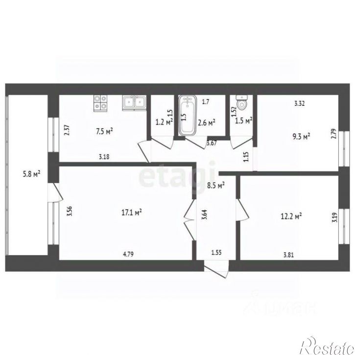 3-комн квартира ул Механизации, 13,  д. 13