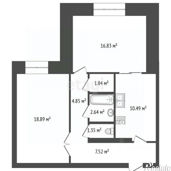 2-комн квартира ул Баумана, 2,  д. 2
