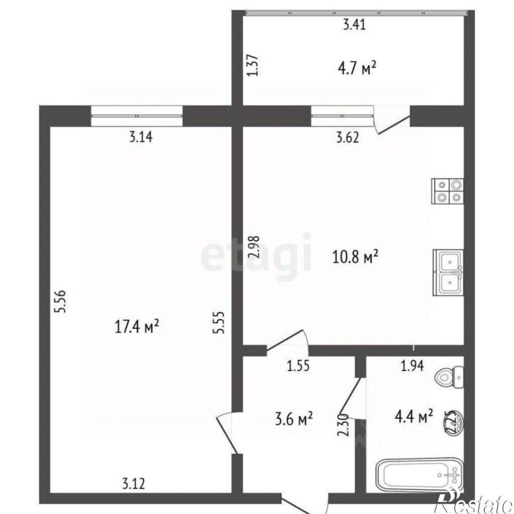 1-комн квартира ул Тукаева, 12,  д. 12