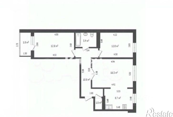3-комн квартира ул Караная Муратова, 3,  д. 3