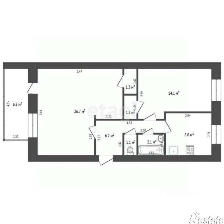 2-комн квартира пр-кт Октября, 59,  д. 59