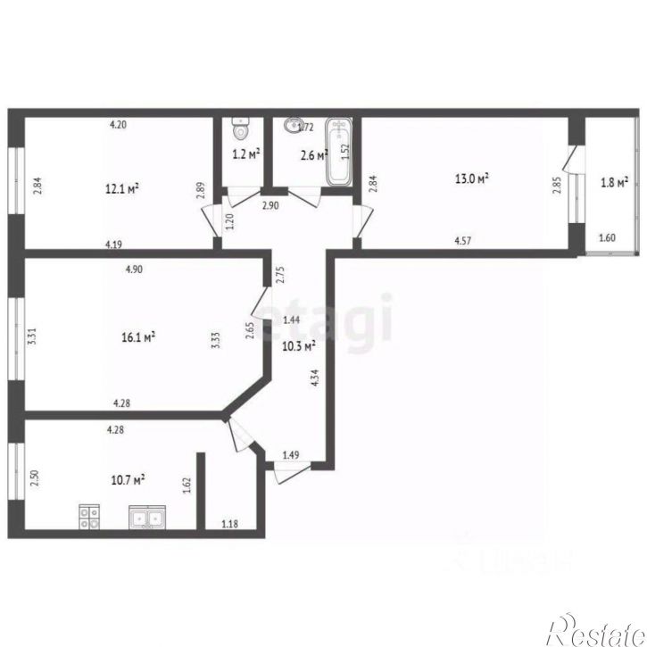 3-комн квартира ул Караная Муратова, 1а,  д. 1а