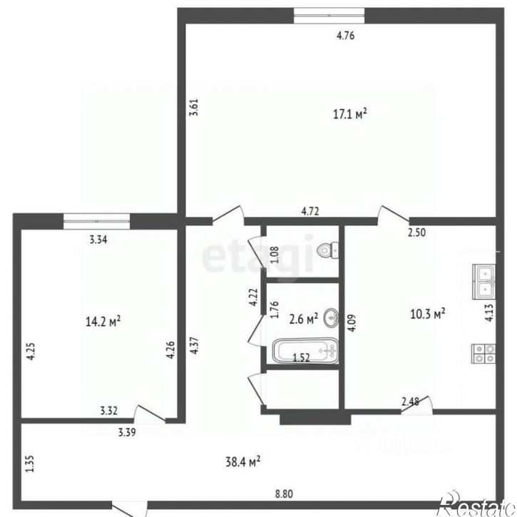 2-комн квартира ул Баумана, 2,  д. 2