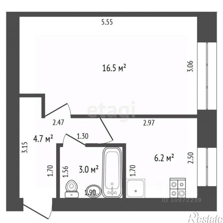 1-комн квартира пр-кт Октября, 51,  д. 51