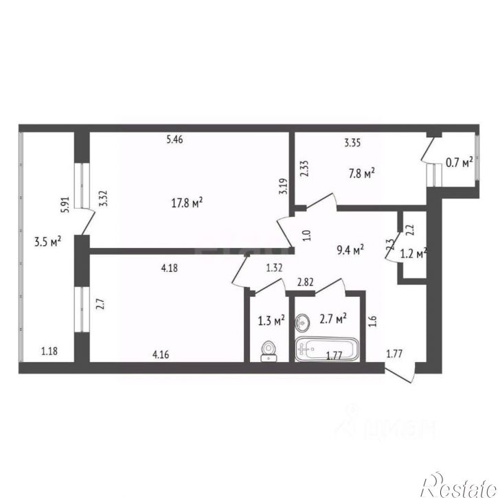 2-комн квартира ул Черноморская, 2,  д. 2