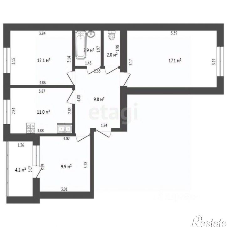 3-комн квартира