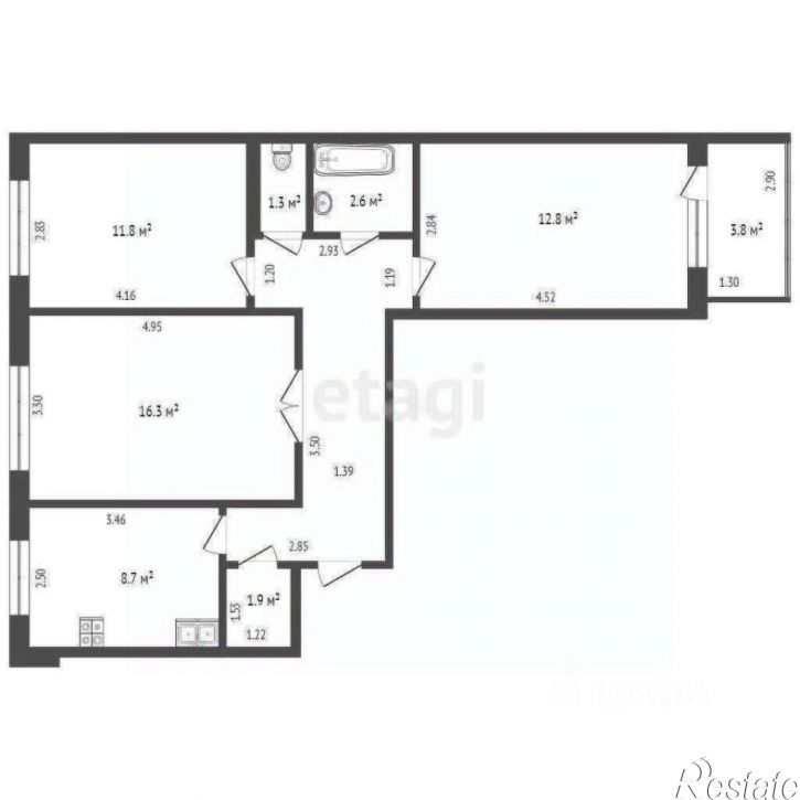 3-комн квартира ул Чапаева, 87,  д. 87