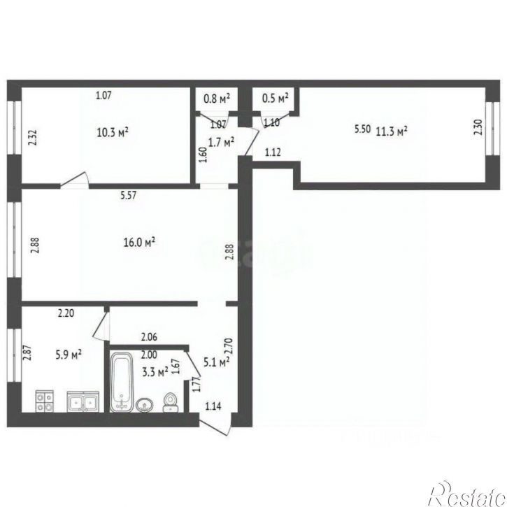 3-комн квартира ул Фестивальная, 11,  д. 11