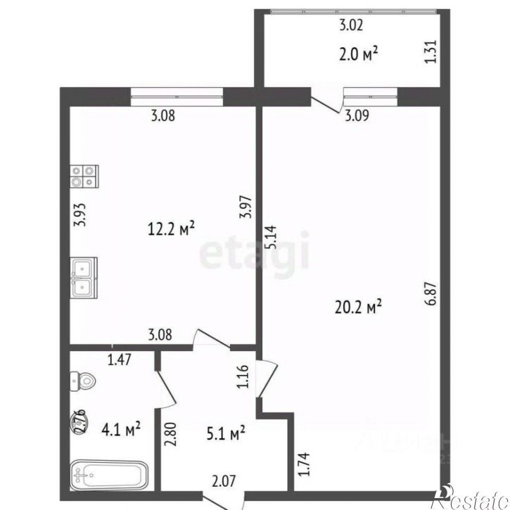 1-комн квартира ул Набережная, 3 4,  д. 3 4,  к. 4