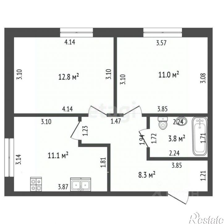 2-комн квартира пр-кт Октября, 99,  д. 99
