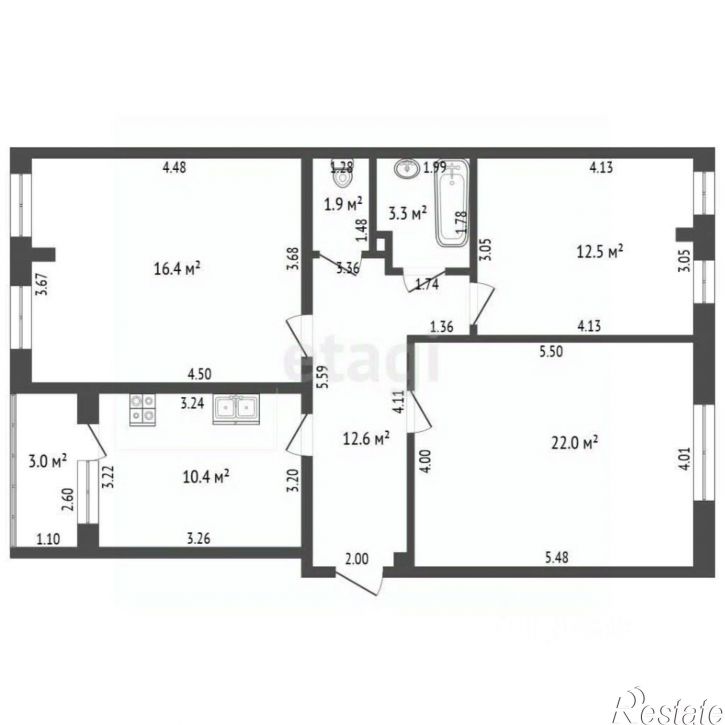 3-комн квартира ул Строителей, 18,  д. 18