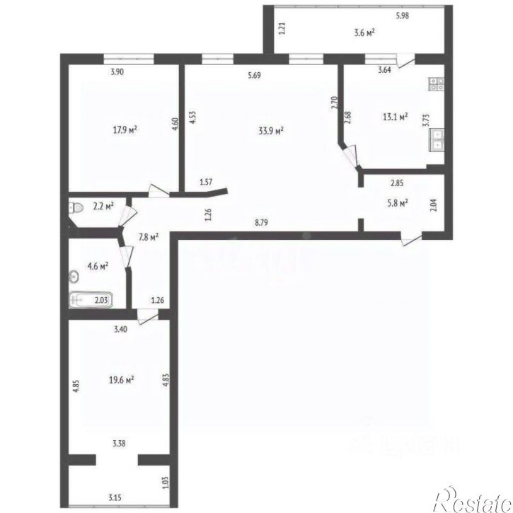3-комн квартира ул Караная Муратова, 2,  д. 2
