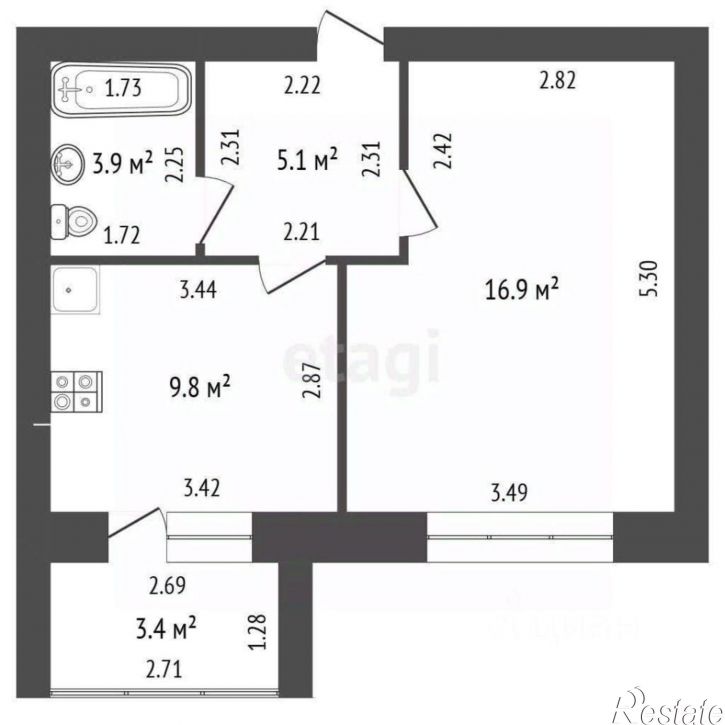 1-комн квартира пр-кт Октября, 89,  д. 89