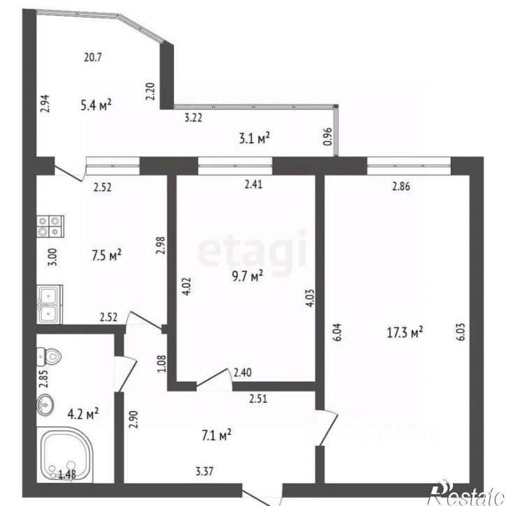 3-комн квартира ул Вокзальная, 13,  д. 13