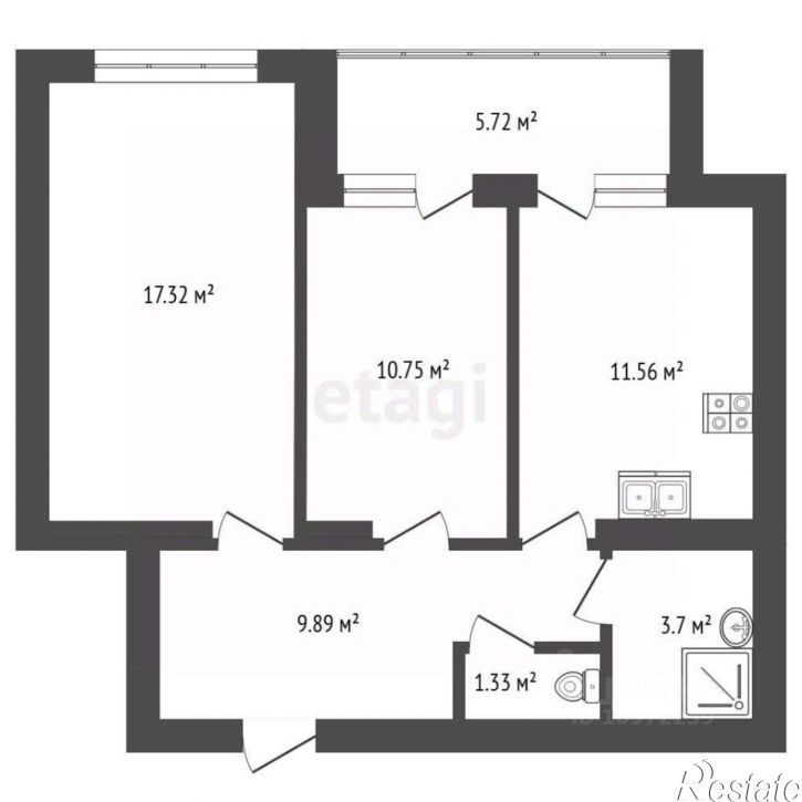 2-комн квартира пр-кт Октября, 52,  д. 52