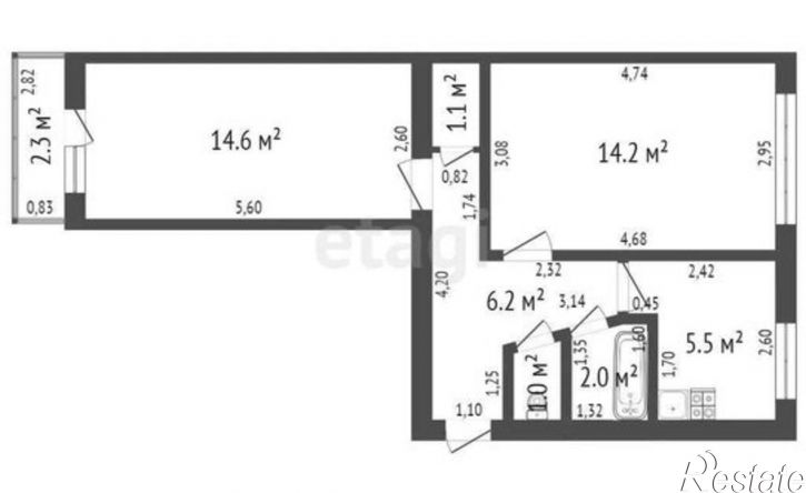 2-комн квартира ул Худайбердина, 95,  д. 95