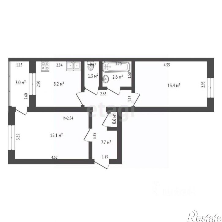 2-комн квартира улица Шаймуратова, 7Б,  д. 7Б
