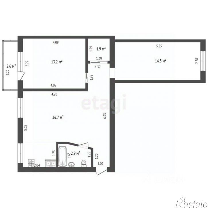 3-комн квартира улица Курчатова, 20,  д. 20
