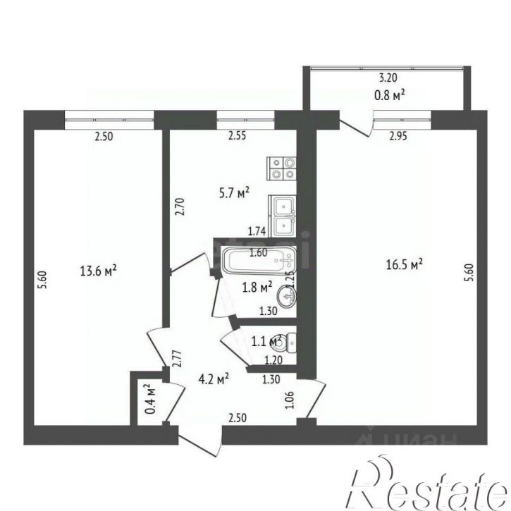 2-комн квартира проспект Октября, 45,  д. 45