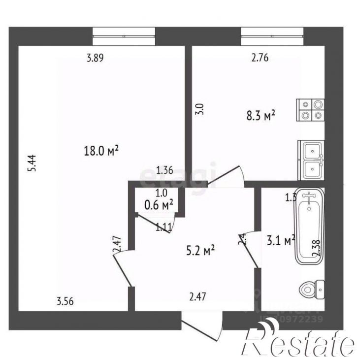 1-комн квартира улица Худайбердина, 101Б,  д. 101Б