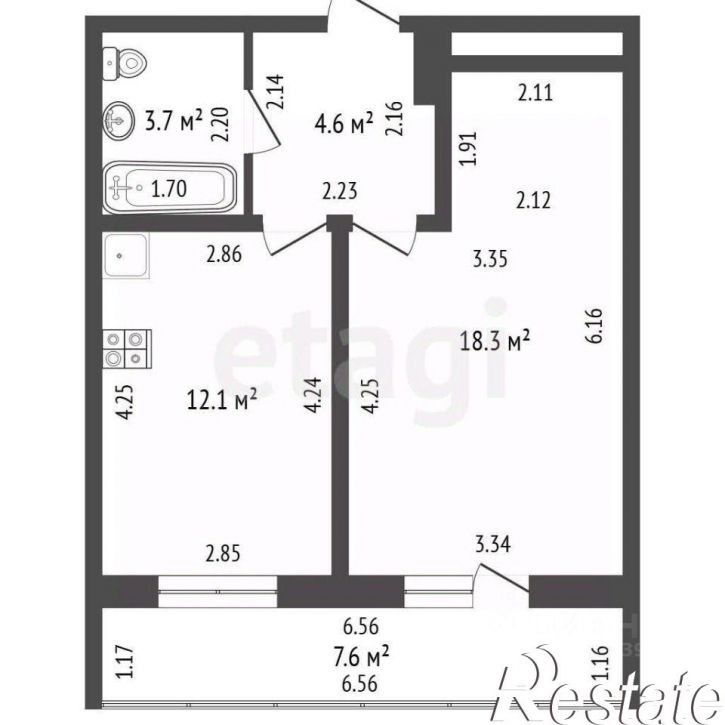 1-комн квартира проспект Октября, 38,  д. 38