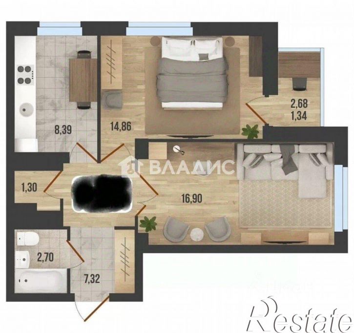 2-комн квартира улица Артёма, 64А,  д. 64А