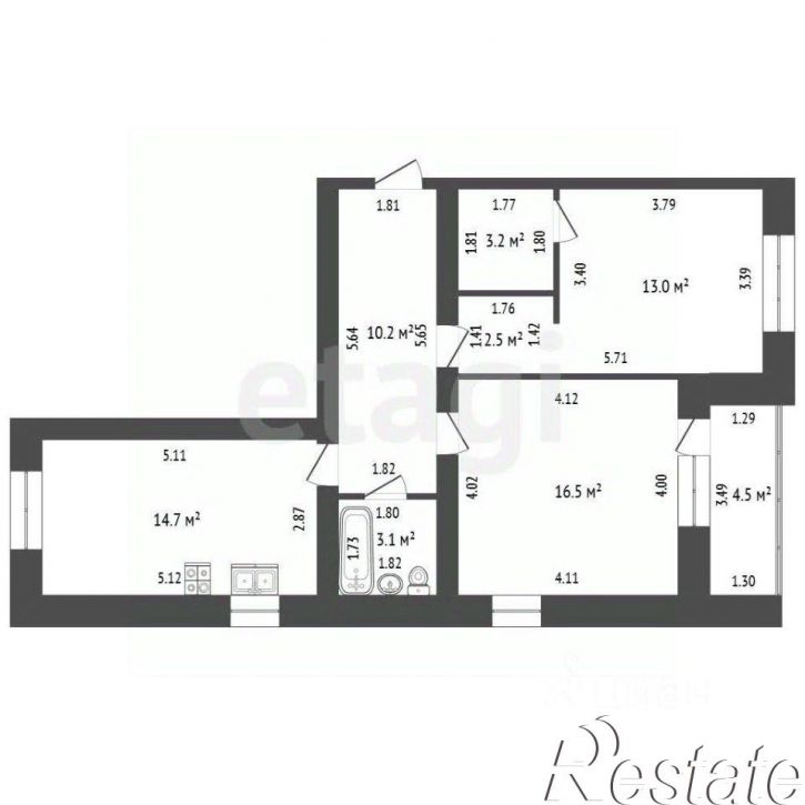 3-комн квартира улица Муллаяна Халикова, 2,  д. 2