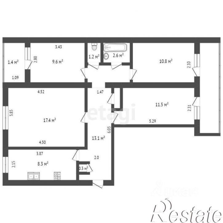 4-комн квартира Коммунистическая улица, 85,  д. 85