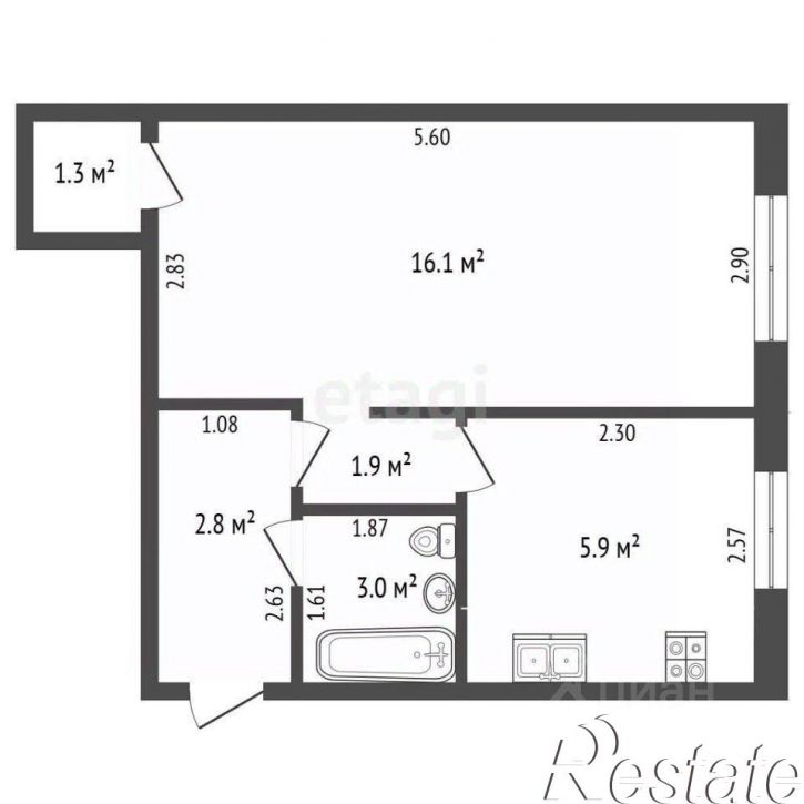 1-комн квартира улица Тукаева, 7А,  д. 7А