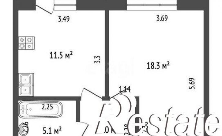 1-комн квартира проспект Октября, 95,  д. 95